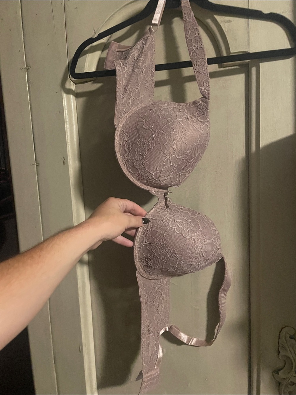 Delta Burke Lace Plunge Bra - Mauve Taupe